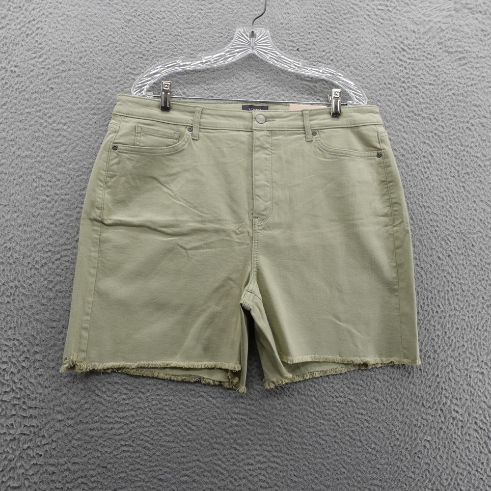NWT NYDJ Not Your Daughters Frayed Hem Bermuda Shorts 16 Green Womens High Rise